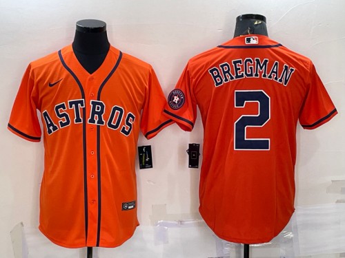 Houston Astros #2 Alex Bregman Orange With Patch Cool Base Stitched Jersey - Zenithce