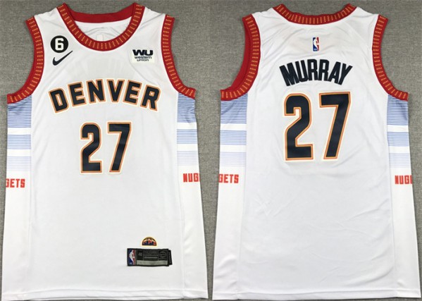Denver Nuggets #27 Jamal Murray Silver 2022-23 City Edition With NO.6 Patch Stitched Jersey - Zenithce