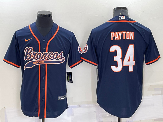 Chicago Bears #34 Walter Payton Navy Cool Base Stitched Baseball Jersey - Zenithce