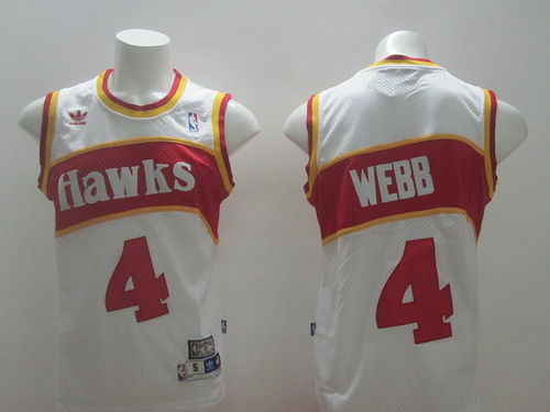 Atlanta Hawks #4 Spud Webb White Swingman Throwback Jersey - Zenithce