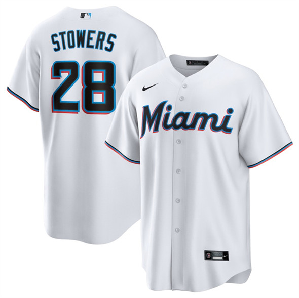 Miami Marlins #28 Kyle Stowers White Cool Base Stitched Jersey - Zenithce