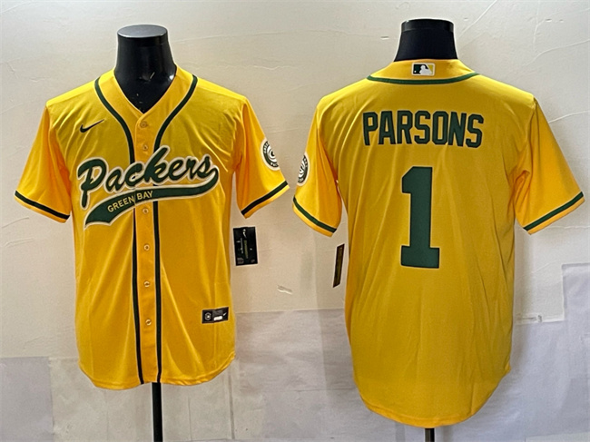 Green Bay Packers #1 Micah Parsons Gold Cool Base Stitched Jersey - Zenithce