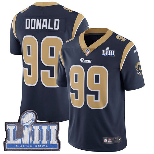 Los Angeles Rams #99 Aaron Donald Navy Blue Super Bowl LIII Vapor Untouchable Limited Stitched Jersey - Zenithce