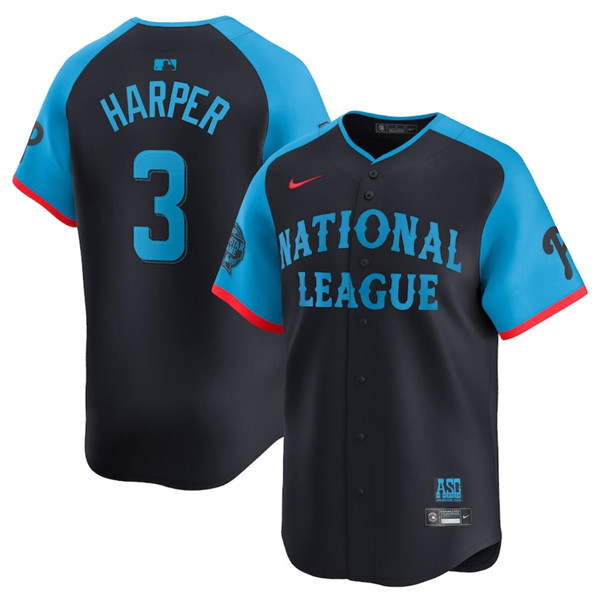 National League #3 Bryce Harper Navy 2024 All-Star Limited Stitched Jersey - Zenithce