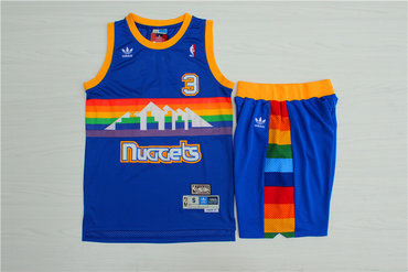 Nuggets #3 Allen Iverson Blue Hardwood Classics Jersey(With Shorts) - Zenithce