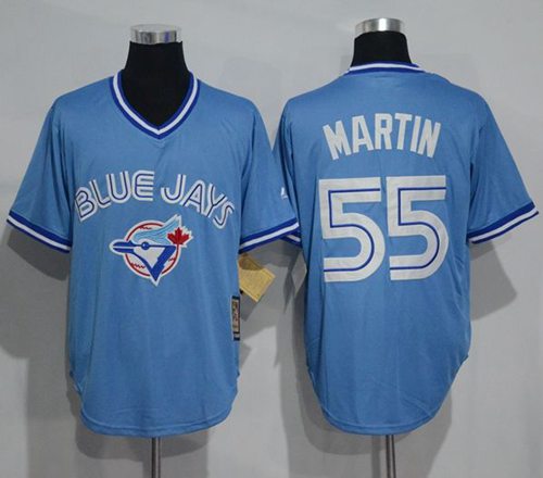 Blue Jays #55 Russell Martin Light Blue Cooperstown Throwback Stitched Jersey - Zenithce