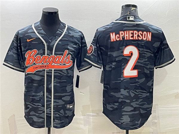 Cincinnati Bengals #2 Evan McPherson Gray Camo With Patch Cool Base Stitched Jersey - Zenithce