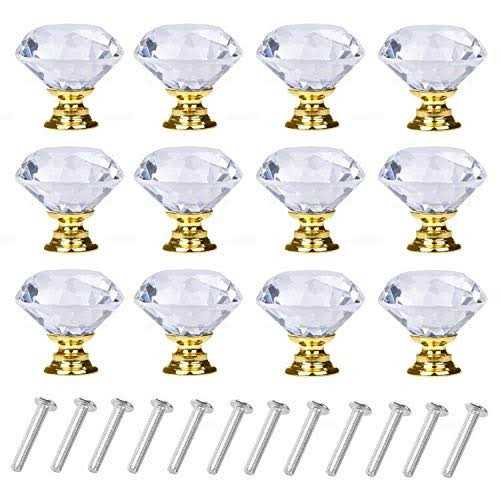 Yourgift Drawer Knobs Diamond Shaped Crystal Glass 30mm Cabinet Knobs Pull Handles - Zenithce