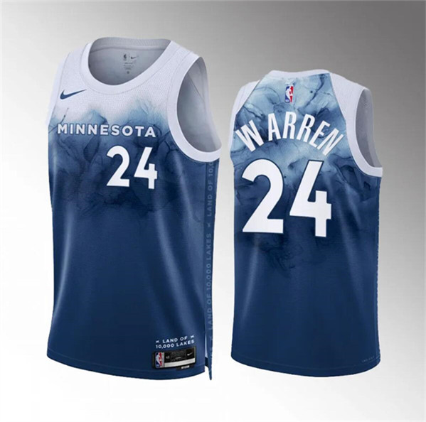 Minnesota Timberwolves #24 Tj Warren Blue 2023-24 City Edition Stitched Jersey - Zenithce