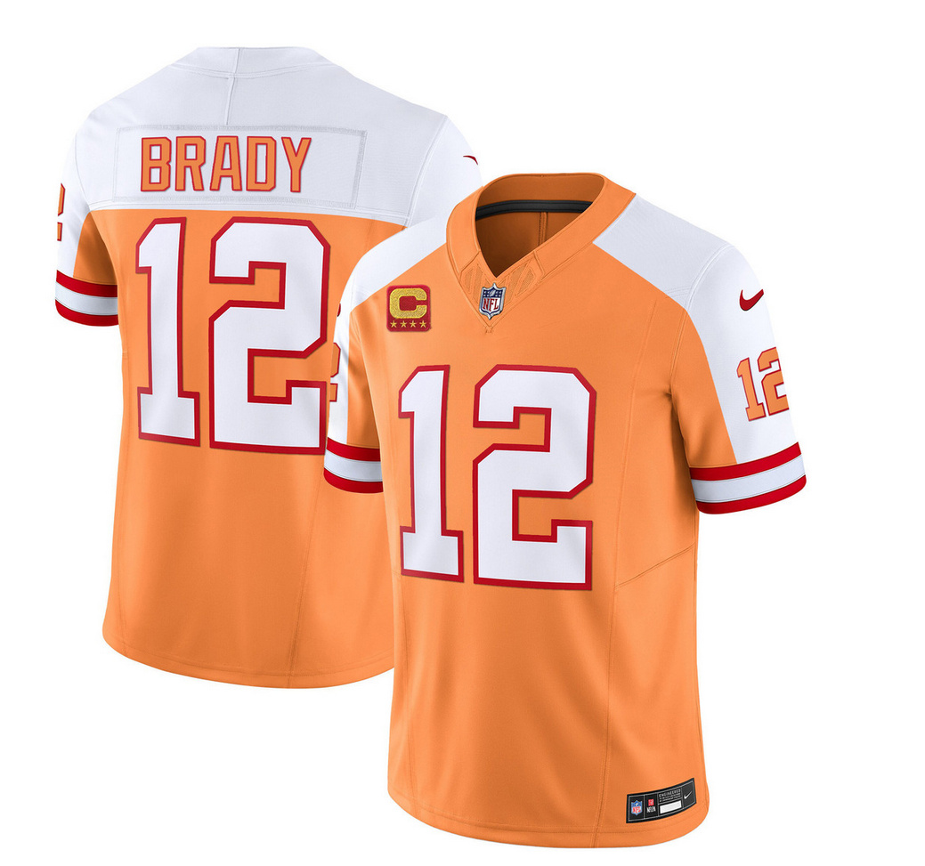 Tampa Bay Buccaneers #12 Tom Brady 2023 F.U.S.E. White Gold With 4-Star C Patch Throwback Limited Stitched Jersey - Zenithce