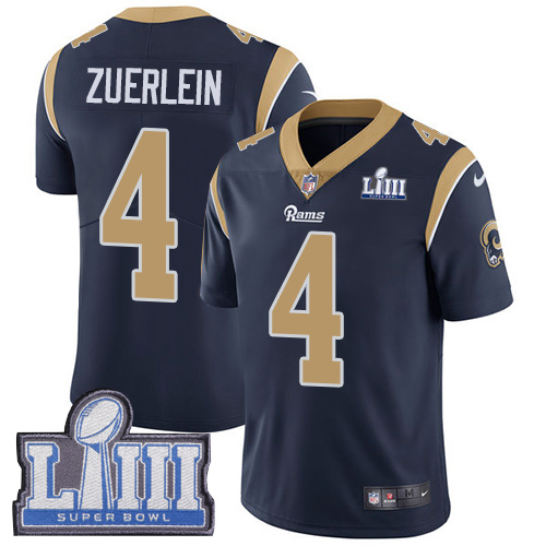 Los Angeles Rams #4 Greg Zuerlein Navy Blue Super Bowl LIII Vapor Untouchable Limited Stitched Jersey - Zenithce