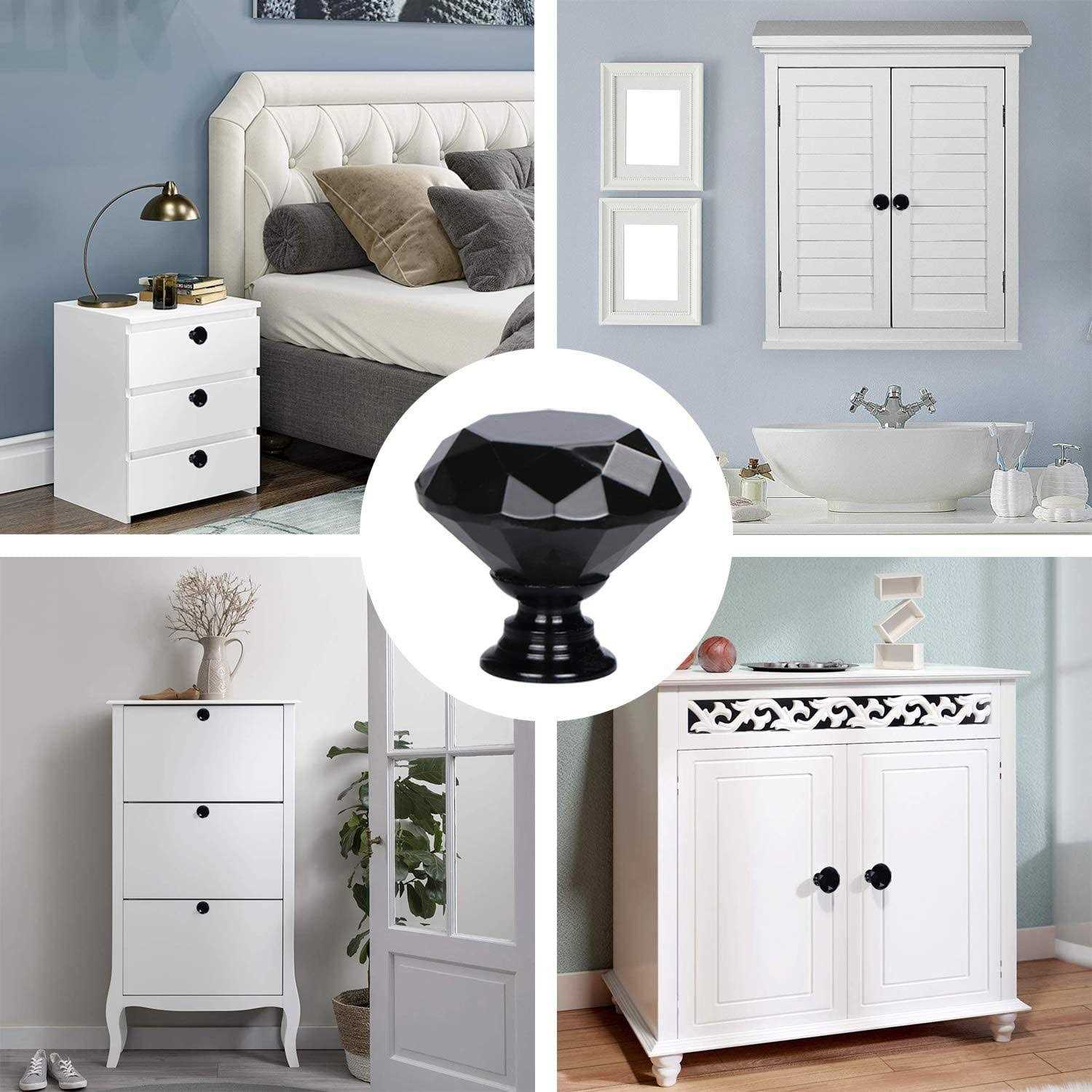 Yourgift Drawer Knobs Diamond Shaped Crystal Glass 30mm Cabinet Knobs Pull Handles - Zenithce