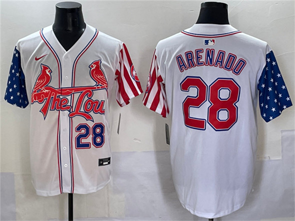 St. Louis Cardinals #28 Nolan Arenado White Independence Day Vapor Premier Limited Stitched Jersey - Zenithce