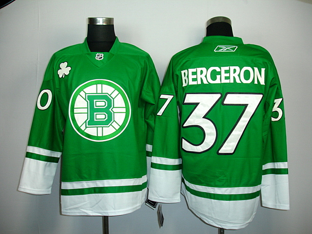 Bruins #37 Patrice Bergeron Green St. Patty's Day Stitched Jersey - Zenithce