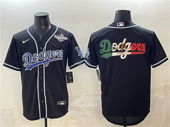 Los Angeles Dodgers Team Big Logo Black Fashion 2025 World Series Cool Base Stitched Jersey - Zenithce