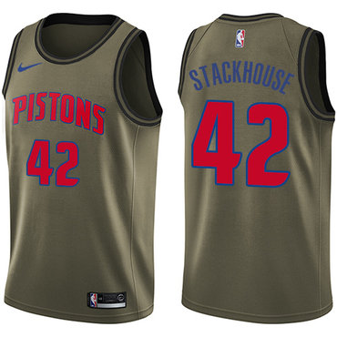 Pistons #42 Jerry Stackhouse Green Salute to Service Swingman Jersey - Zenithce