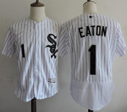 White Sox #1 Adam Eaton White(Black Strip) Flexbase Authentic Collection Stitched Jersey - Zenithce