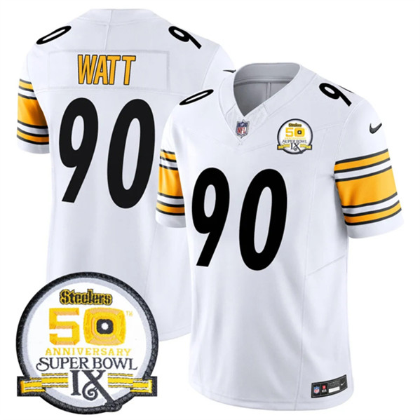 Pittsburgh Steelers #90 T.J. Watt White 2024 F.U.S.E. 50th Anniversary Of Super Bowl IX Alternate Vapor Untouchable Limited Stitched Jersey - Zenithce