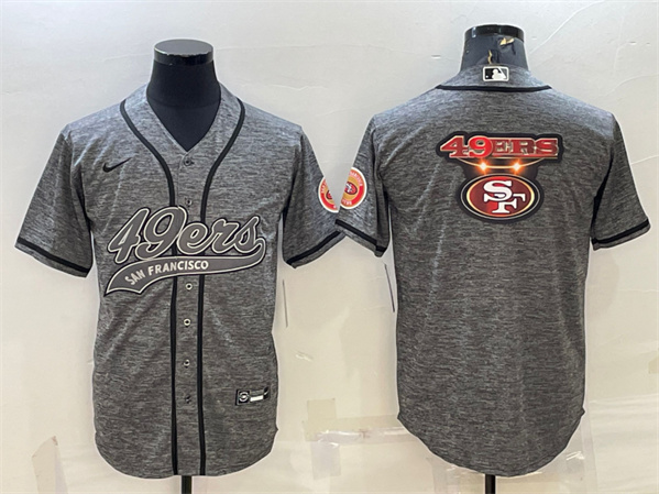 San Francisco 49ers Gray Team Big Logo With Patch Cool Base Stitched Baseball Jersey - Zenithce