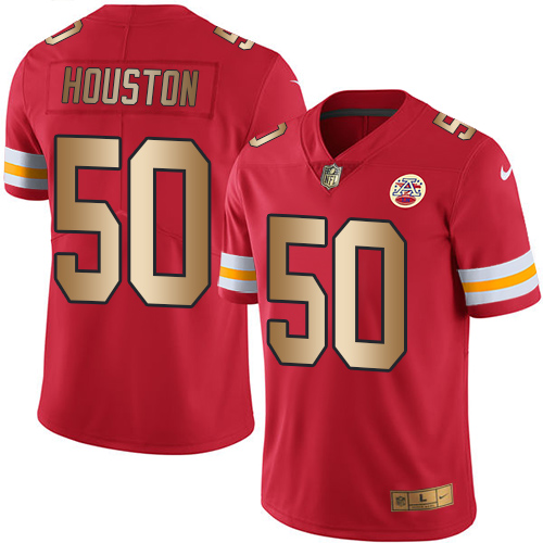 Chiefs #50 Justin Houston Red Stitched Limited Gold Rush Nike Jersey - Zenithce