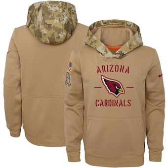 Youth Arizona Cardinals Khaki 2019 Salute To Service Therma Pullover Hoodie - Zenithce