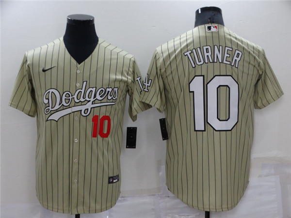 Los Angeles Dodgers #10 Justin Turner Cream Throwback Stitched Baseball Jersey - Zenithce