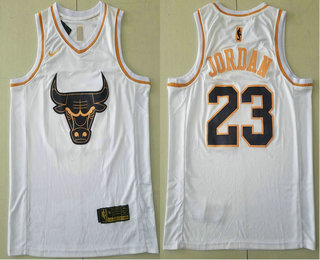 Chicago Bulls #23 Michael Jordan White Golden Swingman Stitched Jersey - Zenithce