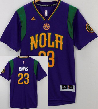 New Orleans Pelicans #23 Anthony Davis Revolution 30 Swingman 2015-16 Purple Short-Sleeved Jersey - Zenithce