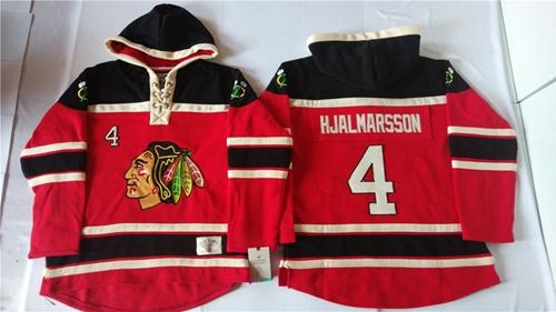 Blackhawks #4 Niklas Hjalmarsson Red Sawyer Hooded Sweatshirt Stitched Jersey - Zenithce