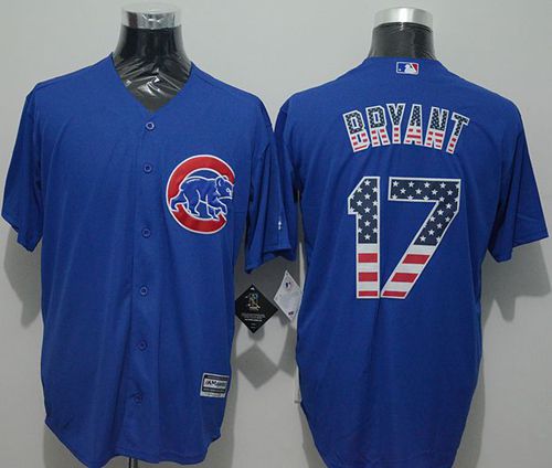 Cubs #17 Kris Bryant Blue USA Flag Fashion Stitched Jersey - Zenithce
