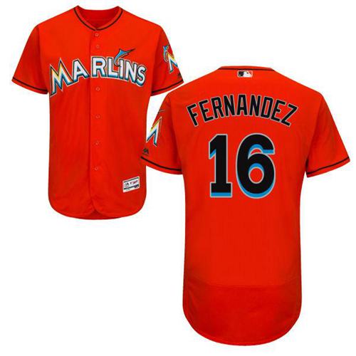 Marlins #16 Jose Fernandez Orange Flexbase Authentic Collection Stitched Jersey - Zenithce