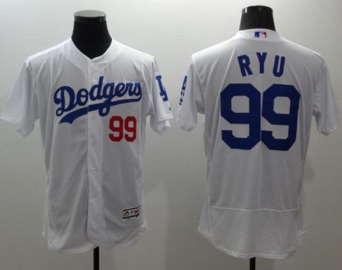 Dodgers #99 Hyun-Jin Ryu White Flexbase Authentic Collection Stitched Jersey - Zenithce