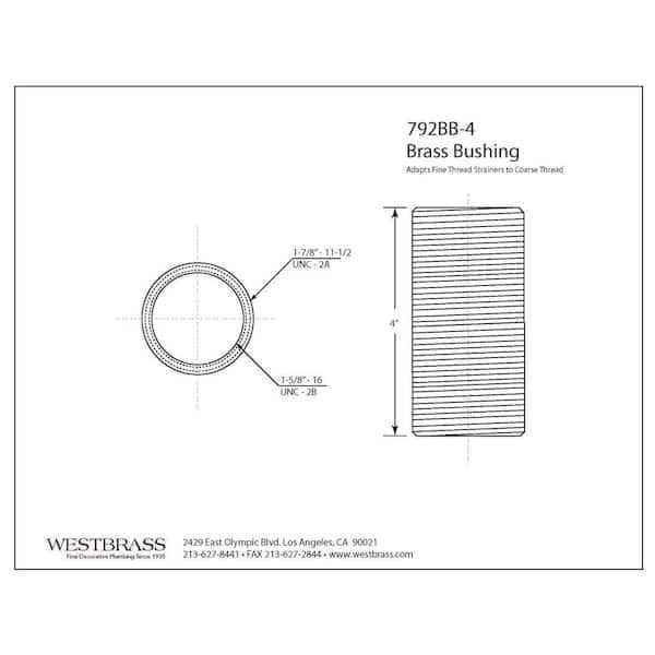 Westbrass Tall Brass Adapter Bushing 792BB - Zenithce