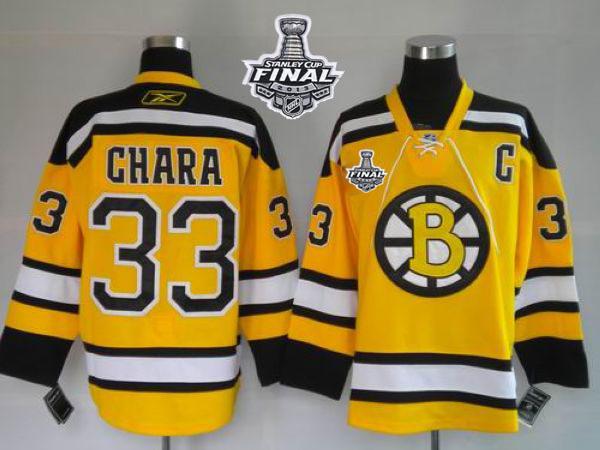 Bruins Stanley Cup Finals Patch #33 Zdeno Chara Stitched Winter Classic Yellow Jersey - Zenithce