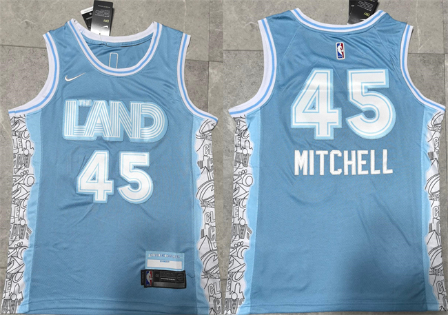 Cleveland Cavaliers #45 Donovan Mitchell Light Blue 2024 City Edition Stitched Jersey - Zenithce