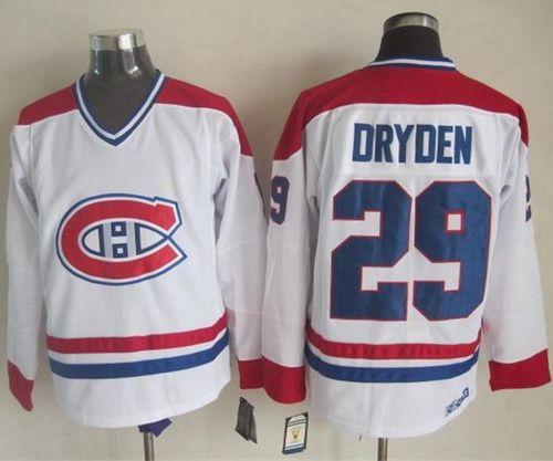 Canadiens #29 Ken Dryden White CH-CCM Throwback Stitched Jersey - Zenithce
