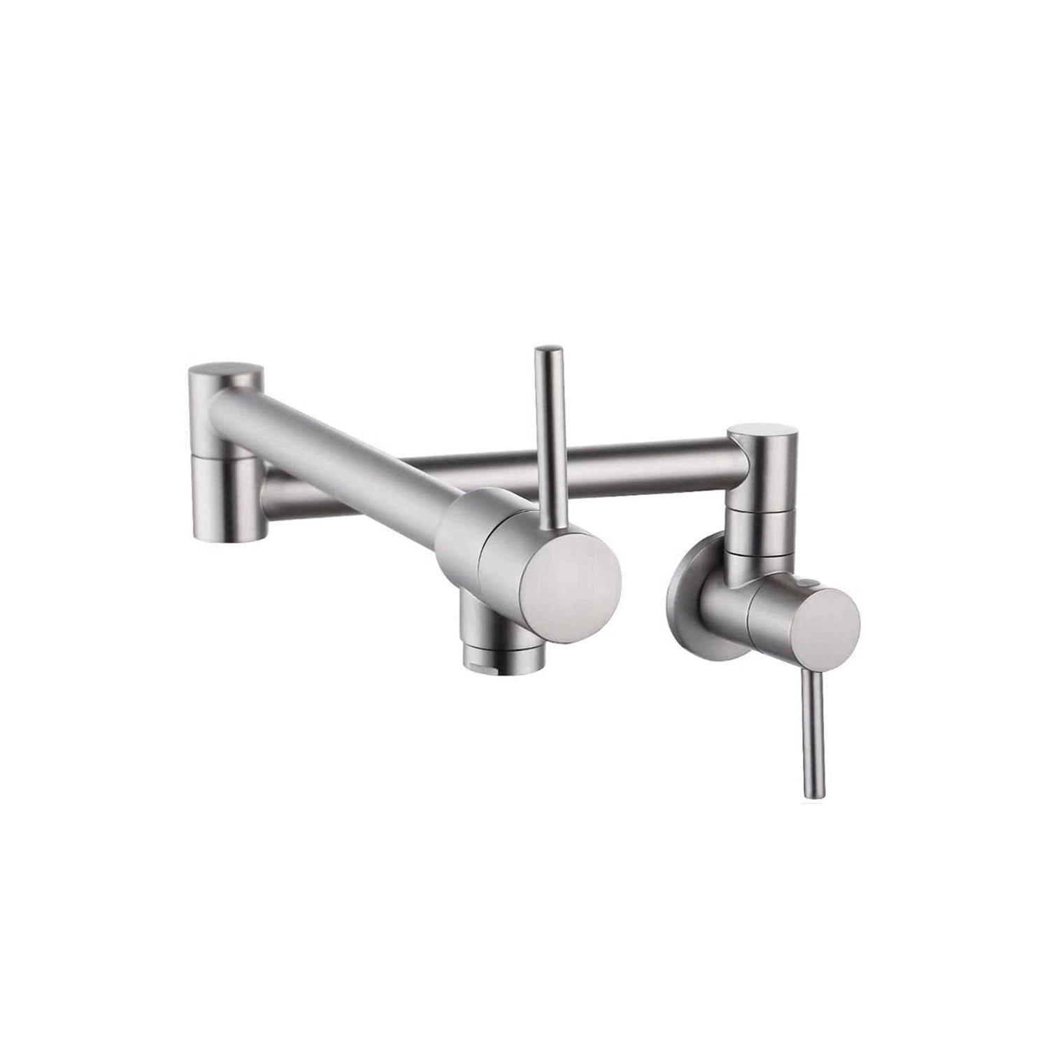 Stylish Stainless Steel Wall Mount Pot Filler Folding Stretchable with Single Hole Two Handles K-145 - Zenithce