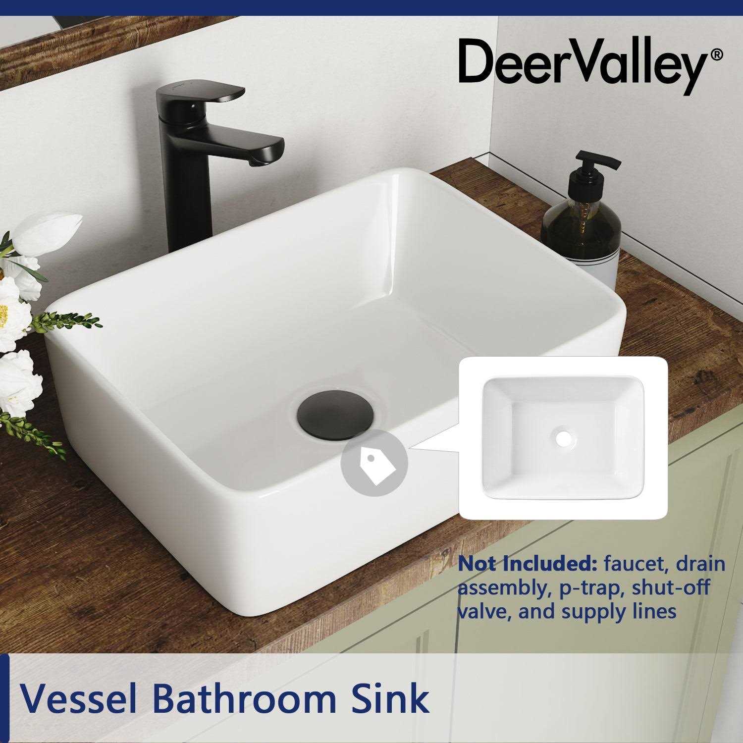 DeerValley DV-1V0011 Horizon 15.75 Ceramic Oval Vessel Bathroom Sink - Zenithce