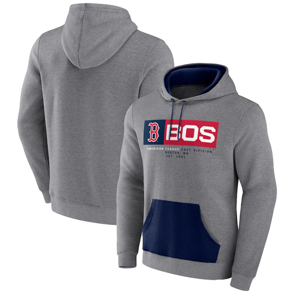 Boston Red Sox Heathered Gray Iconic Steppin Up Fleece Pullover Hoodie - Zenithce