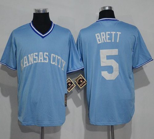 Royals #5 George Brett Light Blue Cooperstown Stitched Jersey - Zenithce