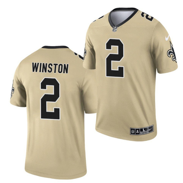 New Orleans Saints #2 Jameis Winston 2021 Gold Inverted Legend Stitched Jersey - Zenithce