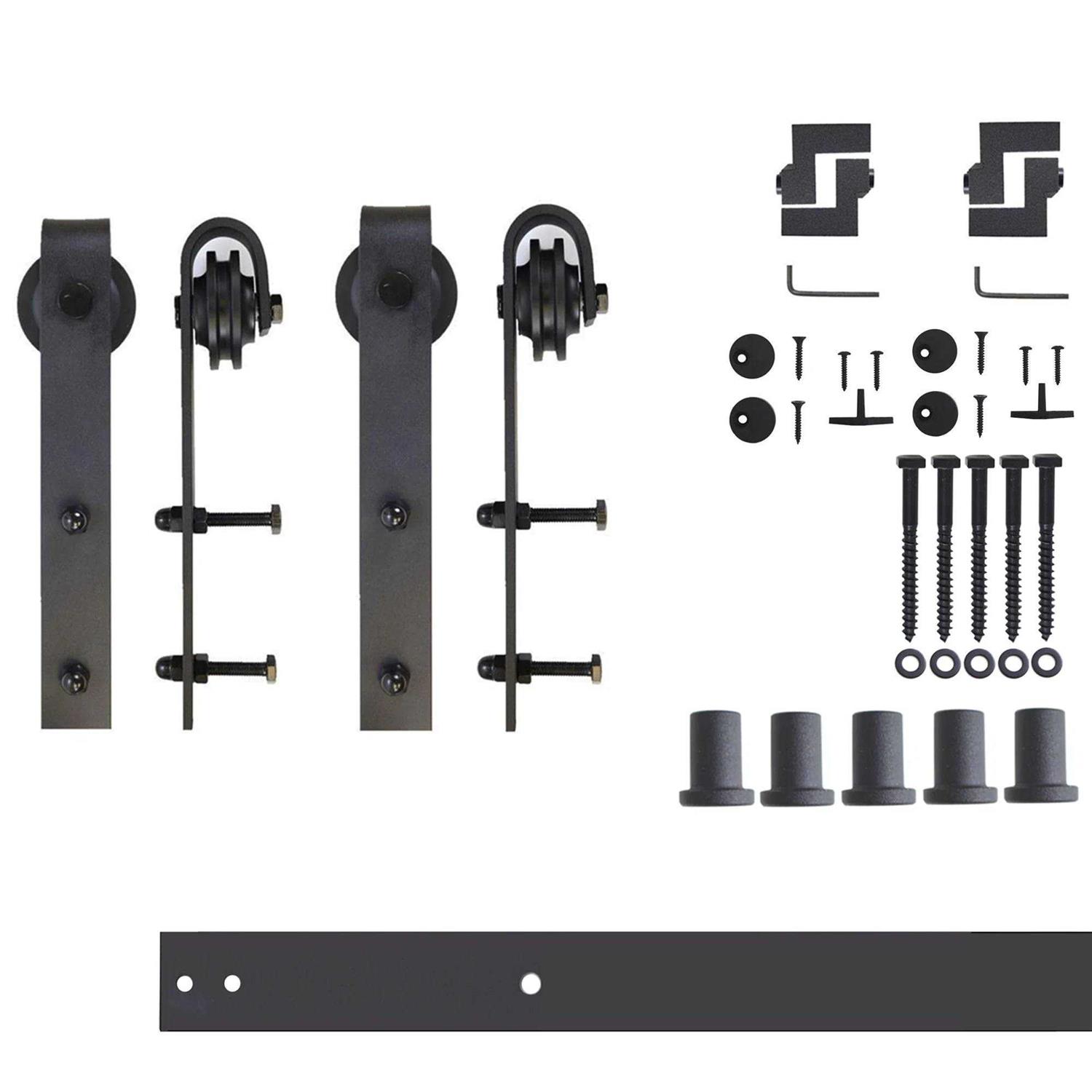 HOMACER Rustic Black Indoor/Outdoor I-strap Barn Door Hardware Kit - Zenithce