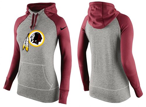 Women's Nike Washington Redskins Performance Hoodie Grey   Red_2 - Zenithce