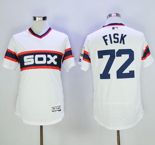 White Sox #72 Carlton Fisk White Flexbase Authentic Collection Alternate Home Stitched Jersey - Zenithce