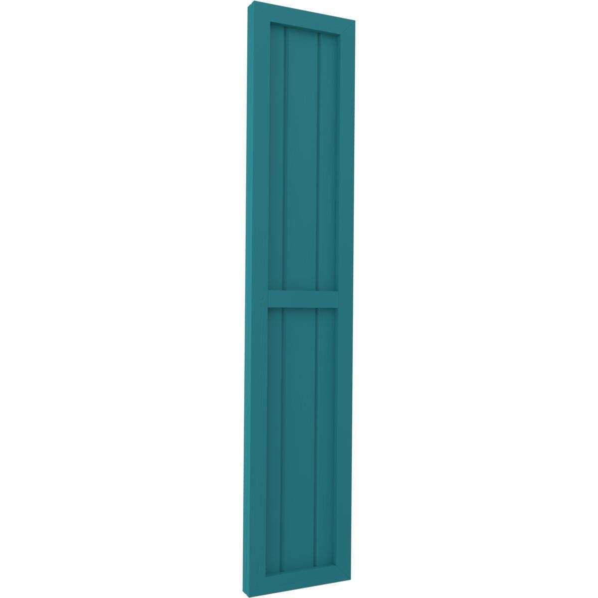 Ekena Millwork 1/2W x Americraft Board Exterior Real Wood Two Equal Panel Framed Board-n-Batten Shutters - Zenithce