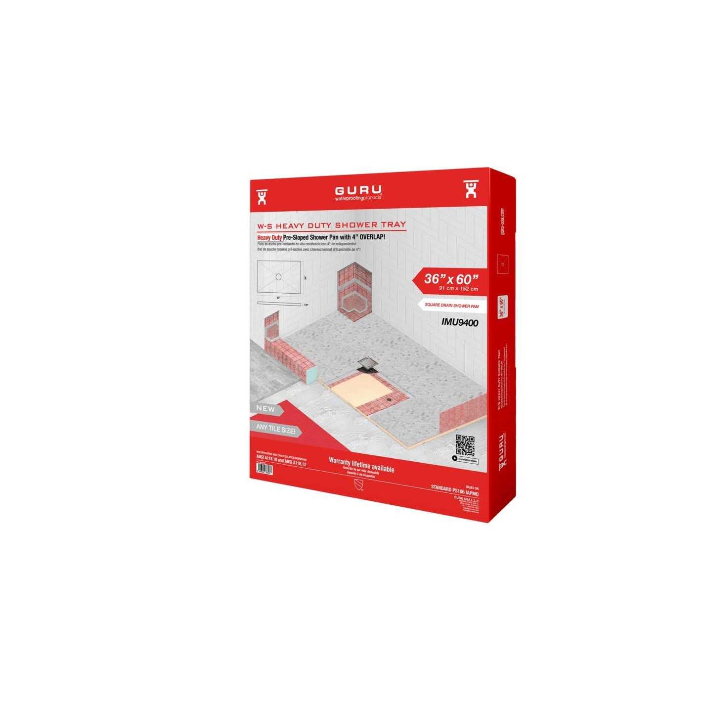 Guru Waterproofing Products Water-stop Heavy Duty Presloped Off-Center Shower Tray - Zenithce