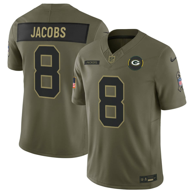 Green Bay Packers #8 Josh Jacobs Olive 2025 F.U.S.E. Salute to Service Limited Stitched Jersey - Zenithce