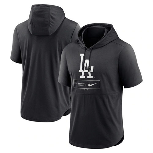 Los Angeles Dodgers Black Short Sleeve Pullover Hoodie - Zenithce