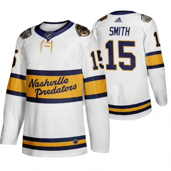Nashville Predators Adidas #15 Craig Smith White 2020 Winter Stitched Jersey - Zenithce