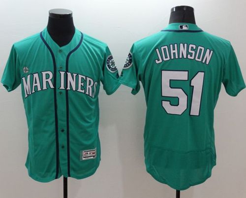 Mariners #51 Randy Johnson Green Flexbase Authentic Collection Stitched Jersey - Zenithce